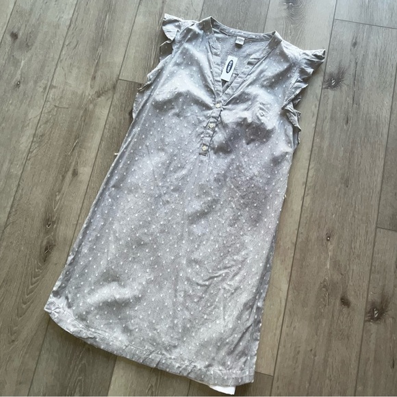 Old Navy NWT 100% Cotton Shift Dress Ruffle Sleeve Button Front - Picture 1 of 8